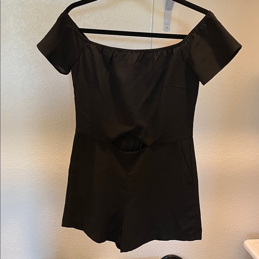 Lucy Paris Black Off-Shoulder Romper